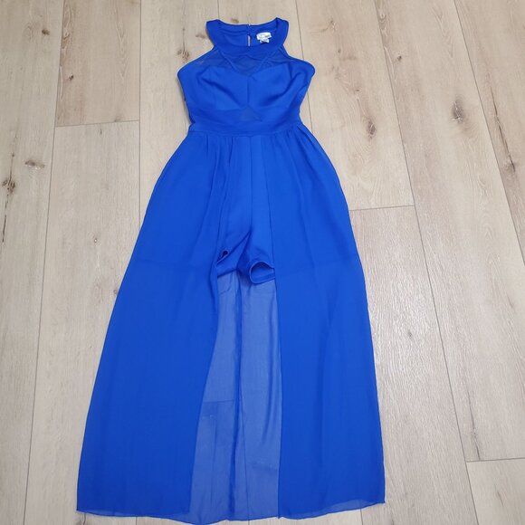 Sweet Storm Womens Dress Size S Romper Blue Sheer Mesh Panel Dance Prom Formal - Picture 3 of 16